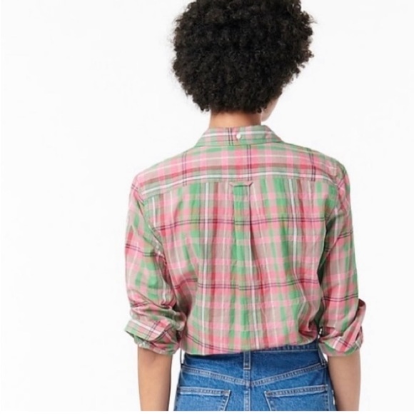NWT J Crew Classic-fit popover in crinkle plaid, size 10 - Picture 2 of 10
